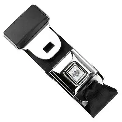 RetroBelt Black Pushbutton Lap Seat Belt 60  No Hardware Seatbelt Safety Classic • $29.99