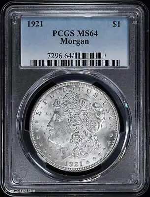 1921 P Morgan Silver Dollar PCGS MS 64 | Uncirculated UNC BU White • $87