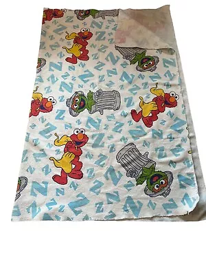 Vintage SESAME STREET Blanket Thermal ￼88x66” Oscar The Grouch Elmo ￼Made In USA • $29.99