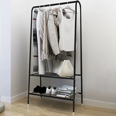 $27.54 • Buy Clothes Storage Rack Clothes Garment Rail Stand Wardrobe Organiser Hanger Shelf