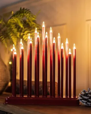 Red 17 Pipe Christmas Candle Bridge Traditional Xmas Decoration Light Up Arch • £12.99