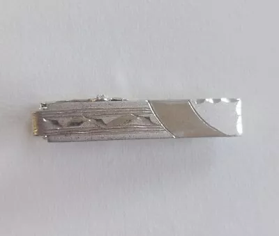 Vintage Sterling Silver Etched Design Small Tie Bar Clothing Clip • $13.99