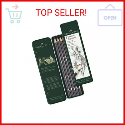 Faber-Castell 5 Piece Quality Water-Soluble Graphite Aquarelle Pencils In A Tin • $21.51