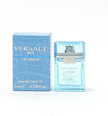 VERSACE Man EAU FRAICHE Cologne Mini 0.17 Oz (5ml) EDT Splash For Men NEW IN BOX • $9.95