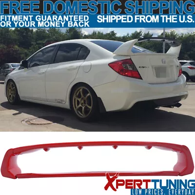 Fits 12-15 Honda Civic 4Dr Mugen Style Rear Trunk Spoiler ABS Painted Rally Red • $119.99