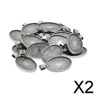 £11.45 • Buy 2x 20pcs Oval Hanging Tray Cameo Glass Cabochon Setting Blank Bezel Silver