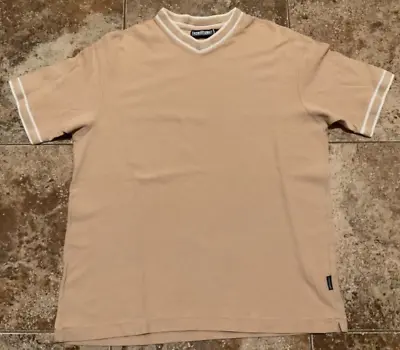Vintage Structure V-neck Knit Shirt ( Mens Large Oversized ) Tan Tone Preowned • $19