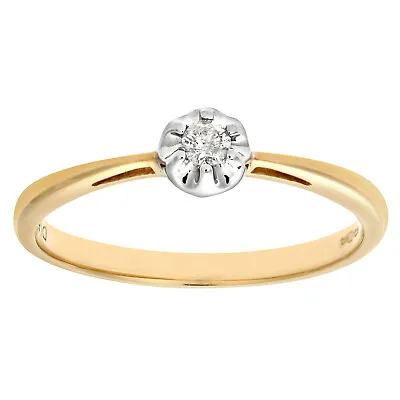 9ct Yellow Gold Diamond Solitare Engagement Ring By Naava • $211.52