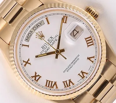 Rolex Day-Date 18k Gold President 18238-Double Quick 36mm Watch-White Roman Dial • $18755