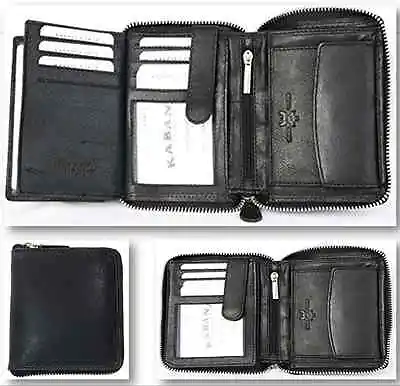 Men Wallet Black Leather Zipper Trifold Coin Pocket ID Credit Card Safe NEW • $44.28