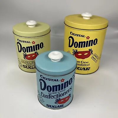 $26.25 • Buy Vintage Crystal Domino Sugar Tins Kitchen Nesting Canisters Set Of 3 Home Decor