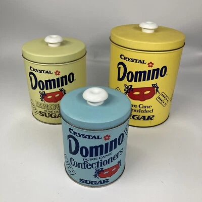 $26.25 • Buy Vintage Crystal Domino Sugar Tins Kitchen Nesting Canisters Set Of 3 Home Decor