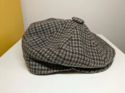 Vintage Kangol Wool Flat Cap Hat Grey Brown Houndstooth 'Norfolk' 90s • £35