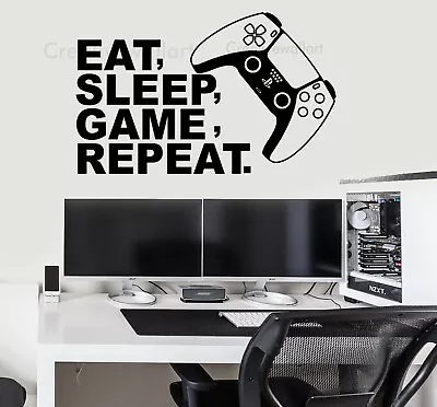 Eat Sleep Game Repeat Sticker PS5 XBOX PS4 Gaming Wall Stickers Decals Wall Art  • £7.95