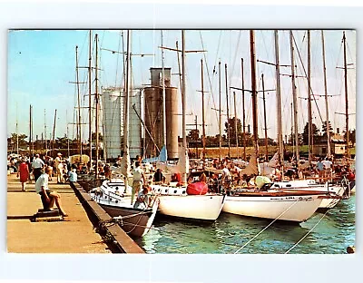 Washington Park Marina Boats  People Michigan City Indiana Dexter Postcard   • $4.55