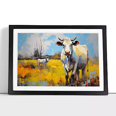 Cow Impressionism Framed Wall Art Poster Canvas Print Picture Home Painting • £14.95