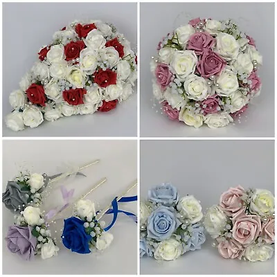 £12 • Buy Wedding Bouquets Flowers Ivory Rose Bride, Bridesmaid, Flower Girl Wand, Posy 