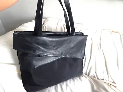 Hartmann For Vera Wang Black Leather/ Nylon Large Convertible Tote Bag • $19.99