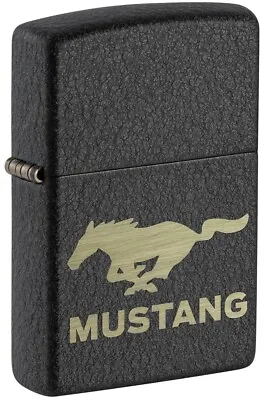 Zippo Windproof Lighter FORD MUSTANG LOGO Black Crackle NEW & BOXED FREE POST • $48.99