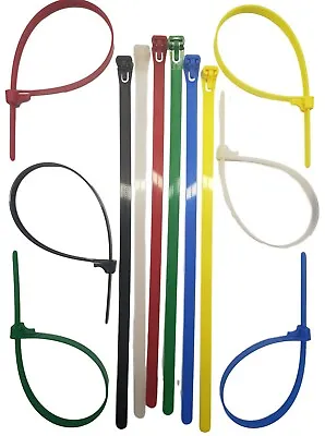 Releasable / Reusable Cable Ties Nylon Zip Tie Wraps Strong All Sizes & Colors • £3.10