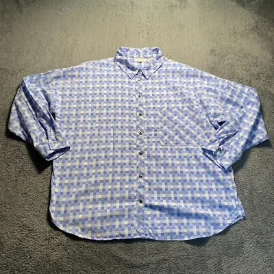 Gilded Intent Shirt Mens XL Blue Check Pit To Pit 26.5 IN 100% Cotton • £12.50