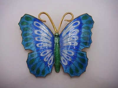 Vintage Turquoise Blue White Green Enamel Butterfly Pin Brooch Estate • $25