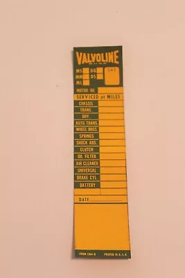 1954 Valvoline Vintage Original Door Jamb Oil Change Reminder Sticker Decal Rare • $3.50