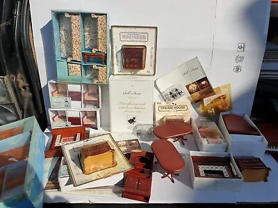 £15 • Buy Boxed  Vintage  Victorian Dolls House Furniture Bundle Accessories Lot Lighting 