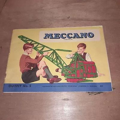 Vintage Meccano Outfit No 5 1950s Instruction Manual Book • £5