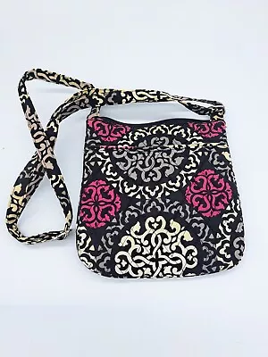 Vera Bradley Canterberry Magenta Crossbody Purse Black Pink Grey Shoulder Mother • $19.99