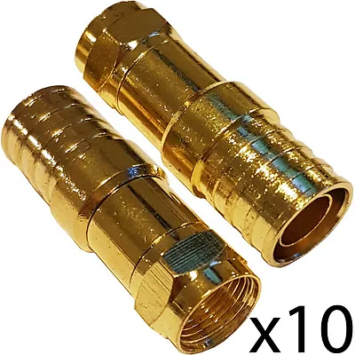 10x PRO Outdoor CT125 WF125 F Type Hex Crimp Connector Plug Thick Coax Cable • £9.99