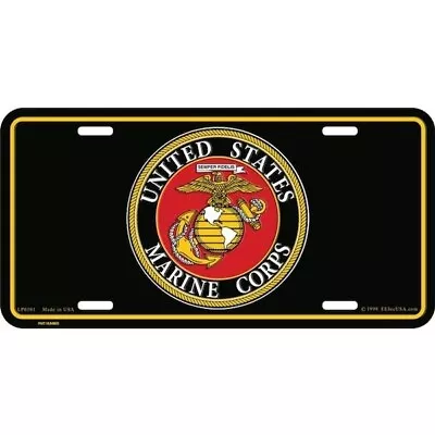 US Marine Corps License Plate- USMC Black EGA Semper Fi Car Plate- Made In USA • $19.95