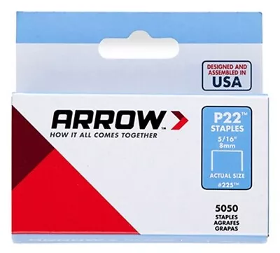 Arrow Fastener 225 Steel 24 Ga. P22 Medium Crown Staples 5/16Lx7/16W In. 20 Pack • $64.18