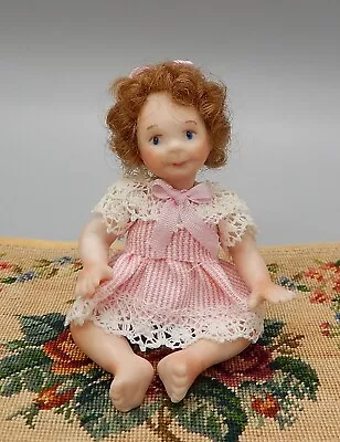 Vintage Porcelain Little Baby Toddler Girl Doll Artisan Dollhouse Miniature 1:12 • $36