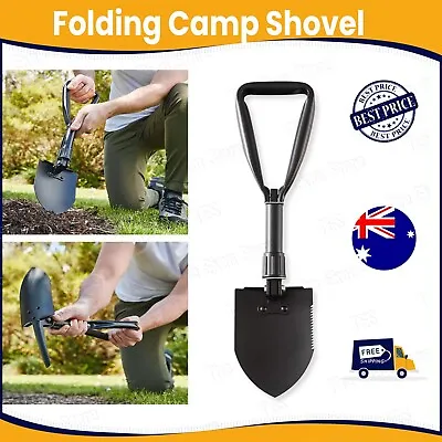 Folding Shovel D-Handle Military Entrenching Tool Survival Gear Camping Hiking • $10.99