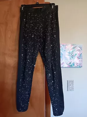 Nike Pro Leggings Size Medium Dri Fit Athletic Black Sparkle Full Length  • $6.92