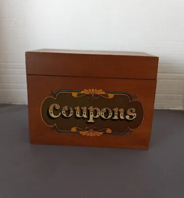 Wood 7  X 4  Storage Box/Organizer For Coupons Or Recipes With Lid & Dividers • $6.50