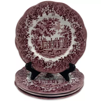 J&G Meakin Romantic England Red Bread Plates Set Of 4 VTG Ironstone England • $24.74