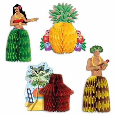 £7.39 • Buy 4 X Hawaiian Luau Honeycomb Mini Table Decorations Hawaiian Luau Party