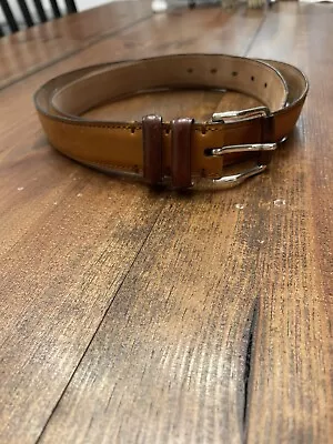 Peter Millar Light Brown Genuine Leather Golf Belt Mens Size 42 Brass Buckle • $25.99