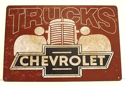 Chevrolet Trucks Tin Poster Sign Vintage Look Ad Man Cave Garage Chevy Rustic 97 • $8.97