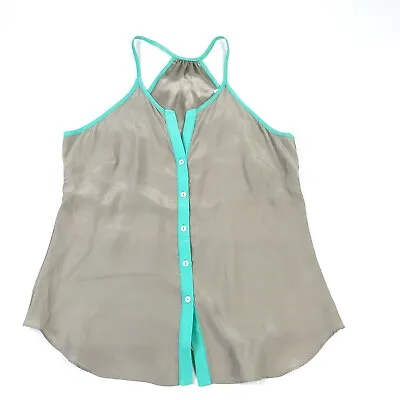 Alice & Trixie Womens Silk Tank Top Gray Green Sleeveless Button Front Size XS * • $10