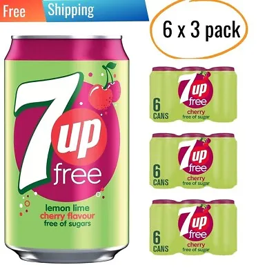 7UP Free - Cherry Flavoured Fizzy Drink Free Of Sugars -18 X 330ml Cans • £29.99