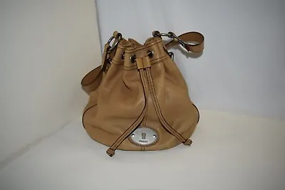 $79.99 • Buy Fossil Maddox Brown Leather Bucket Drawstring Shoulder Bag
