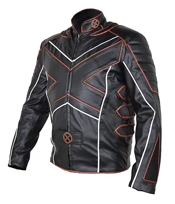 Bestzo Mens X Men Fashion Cow Leather Jacket Black  XS-5XL • $159