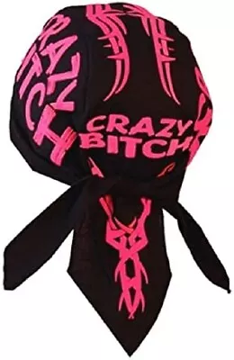 Skull Cap Crazy Bitch Motorcycle Biker Doo Rag Cap Head Wrap /gym/beach/ski • $13.99