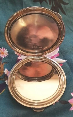 £229 • Buy Silver Guilloche Green  Enamel Compact  With Mirror  1947