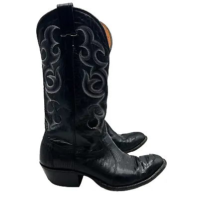 Nocona 1501 Men's Size 8 EE Boots Black Lizard Skin Western Walking Heel • $66.49
