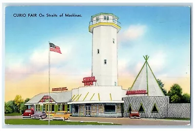 Mackinac Island Michigan MI Postcard Curio Fair On Straits Of Mackinac Vintage • $19.95