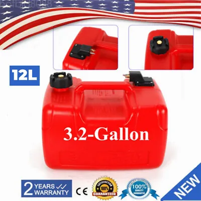 Portable Boat Fuel Tank 12L 3.2 Gallon Marine Outboard Fuel Tank W/ Connector US • $47.04